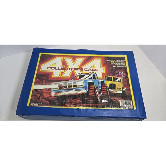 4x4 Blue COLLECTOR CASE: ROUGH RIDERS, Stompers, Toy Trucks W/INSERT Vintage '83 - Picture 1 of 13